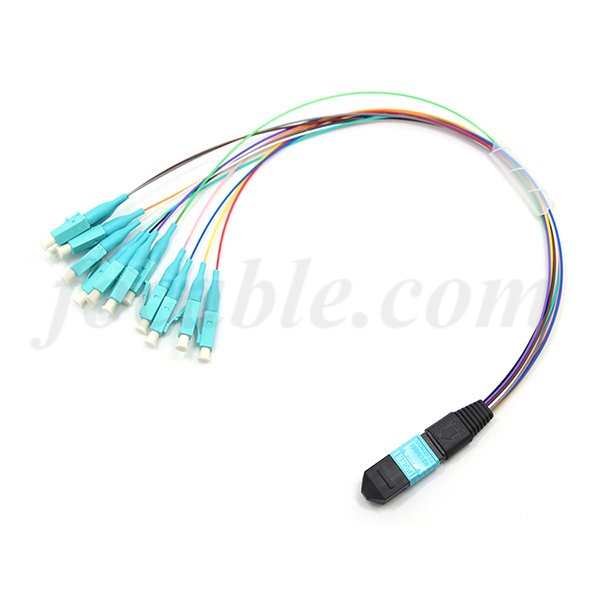 MPO Male to LC UPC Fan Out Cable 12 Fibers OM3 10G 0.9mm