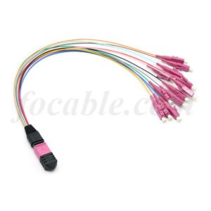 MPO Male to LC UPC Fan Out Cable 12 Fibers OM4 0.9mm