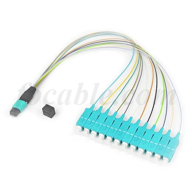 MPO Male to SC Fan Out Cable 12 Fibers OM3 0.9mm