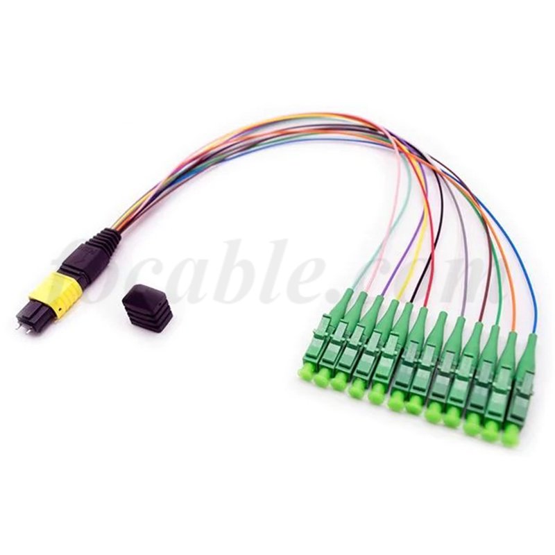 MPO Male to LC APC Fan Out Cable 12 Fibers SM 0.9mm